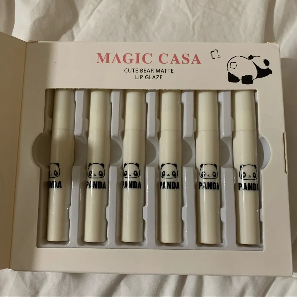 Set of 6 Panda Velvet Matte Lip Glosses/ Matte Lip Glazes